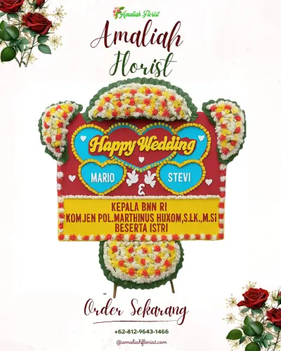 Karangan Papan Bunga Pernikahan di Sukaperna